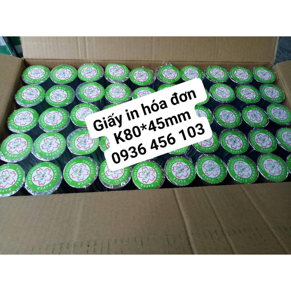 Giấy in hóa đơn nhiệt K80*45mm, Giấy in bill k80 dùng cho máy in hóa đơn nhiệt khổ K80