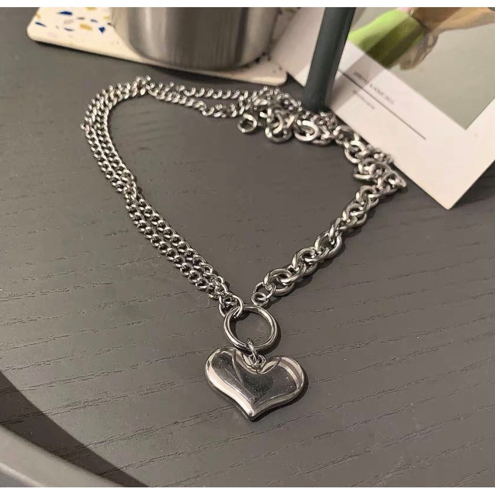 heart chain necklace dây chuyền vòng cổ trái tim dây xích