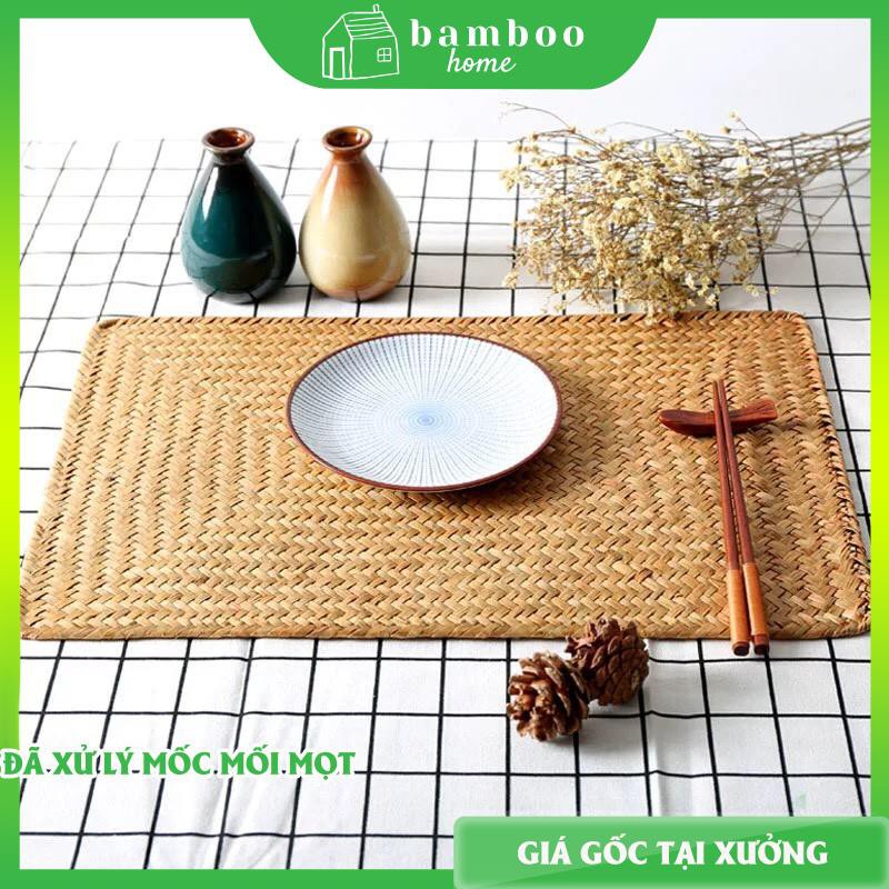 Lót bàn ăn THE BAMBOO chất liệu mây tre đan cói mộc mạc tự nhiên thân thiện môi trường