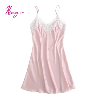 Đầm Ngủ, Bộ Đồ Ngủ Ren Xẻ Hisexy Lụa Satin Cao Cấp Mặc Nhà Đủ Size Dưới 65Kg