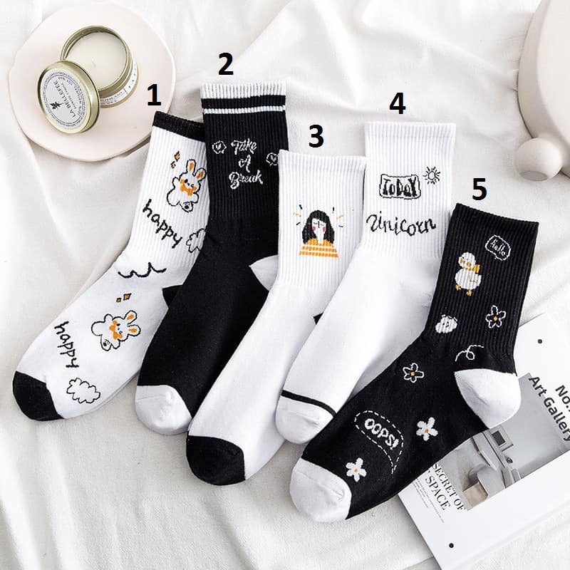 [Mã SKAMCLU8 giảm 10% cho đơn từ 100K] Vớ Cổ Cao Hoạt Hình