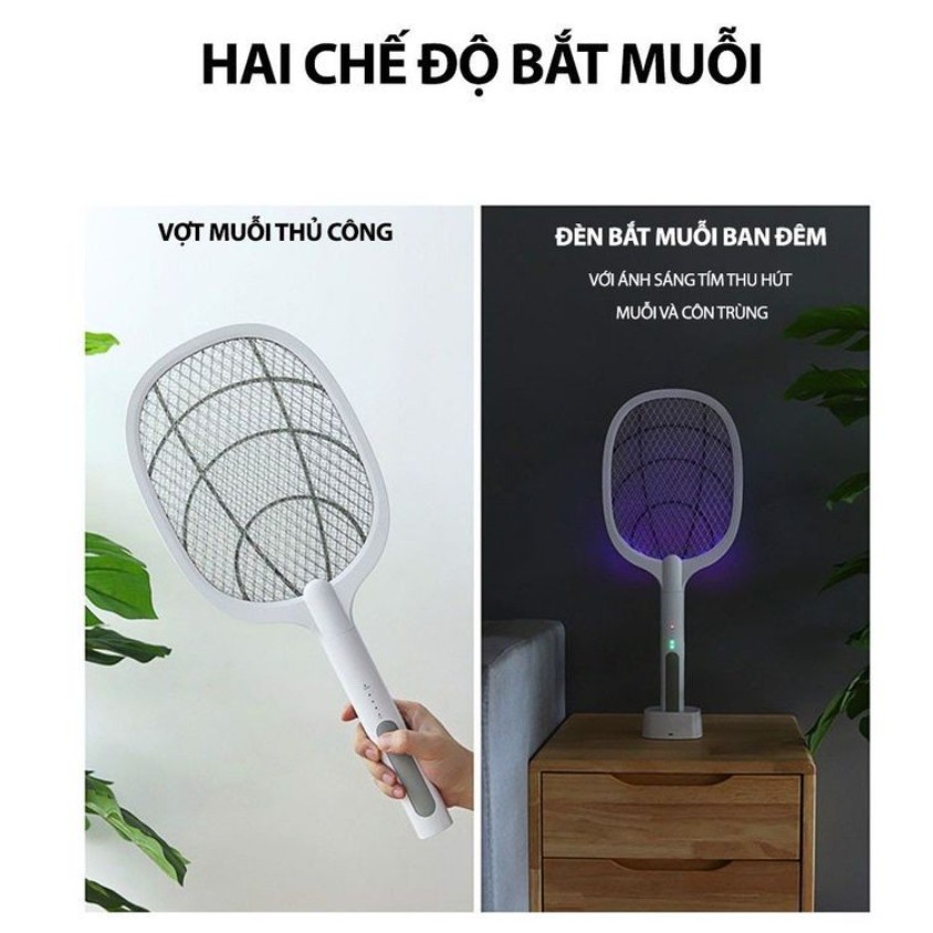 Vợt Bắt Muỗi, Kiêm Đèn Bắt Muỗi Côn Trùng Đa Năng 2in1 Tự Động - Tích Điện Sạc Pin - Bảo Hành 6 Tháng