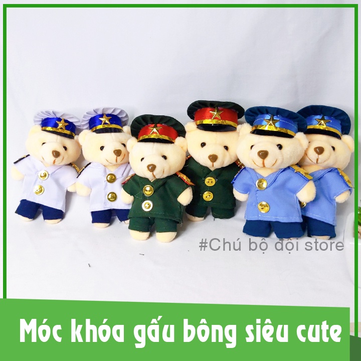 Móc khoá gấu bông bộ đội nhỏ, quà tặng lính handmade siêu dễ thương