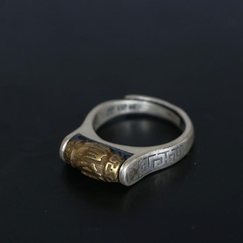 Nhẫn Mở Bằng Bạc Thời Trang Phật Giáo Cổ Điển Có Thể Điều Chỉnh Cho Nam Và Nữ