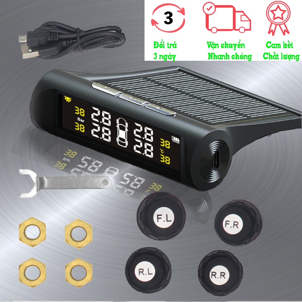 Cảm biến áp suất lốp TPMS, sạc bằng năng lượng mặt trời, Van chống nước đạt tiêu chuẩn IP67.