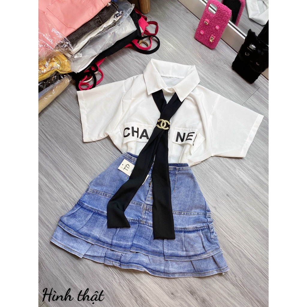 Áo Sơ Mi Croptop Phối Cà Vạt Cực Xinh,Sơ Mi Trắng Kiểu,LY STORE | BigBuy360 - bigbuy360.vn