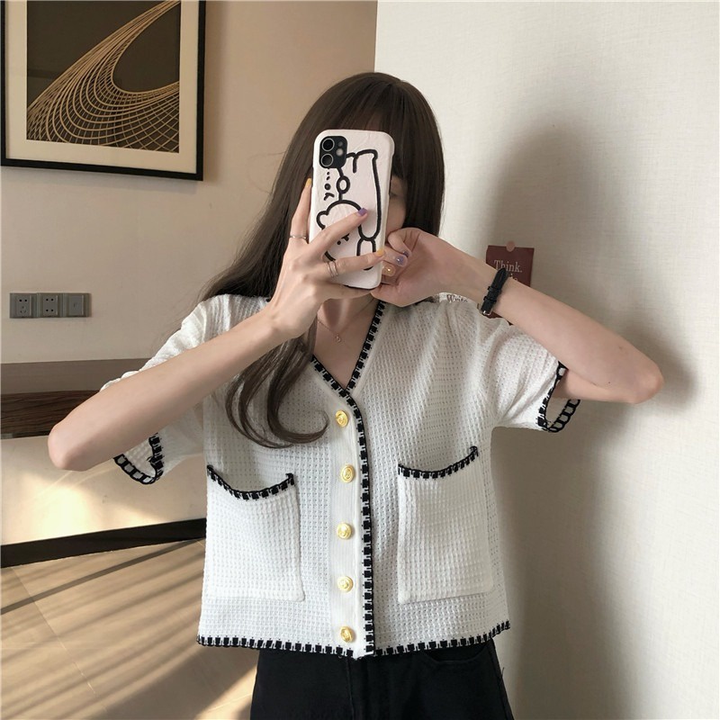 Áo khoác len dệt kim ZHELIHANGFEI ngắn tay thời trang mùa hè cho nữ