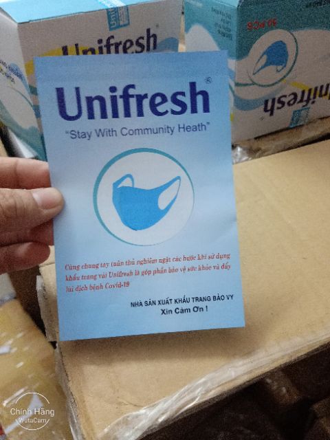 Hộp 50c khẩu trang vải 3lớp poly kháng khuẩn Unifresh