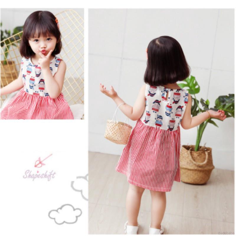 Đầm không tay in họa tiết đáng yêu cho bé gái 1-5 tuổi