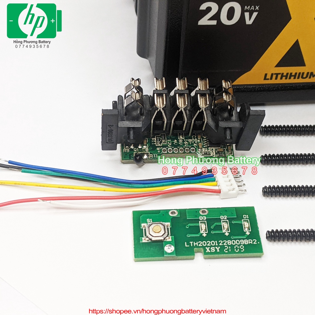 Vỏ mạch Dewalt 20V 9A 15cell mạch nhận sạc zin