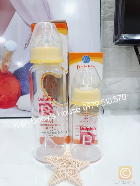 Bình sữa thủy tinh Dolphin 120ml/240ml