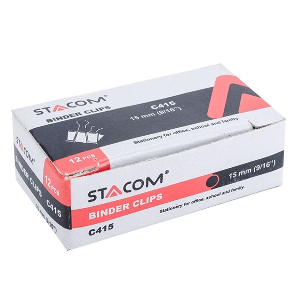 Hộp 12 Kẹp Bướm Đen Stacom C415 (15mm)