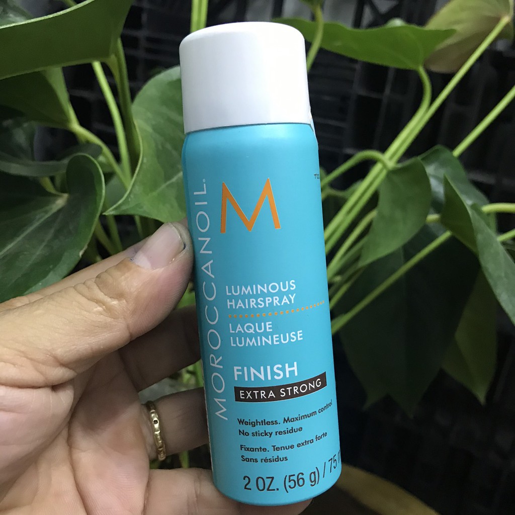 Combo Gôm xịt giữ nếp tóc linh hoạt Moroccanoil Finish Luminous Extra Strong Finish 330ml + 75ml