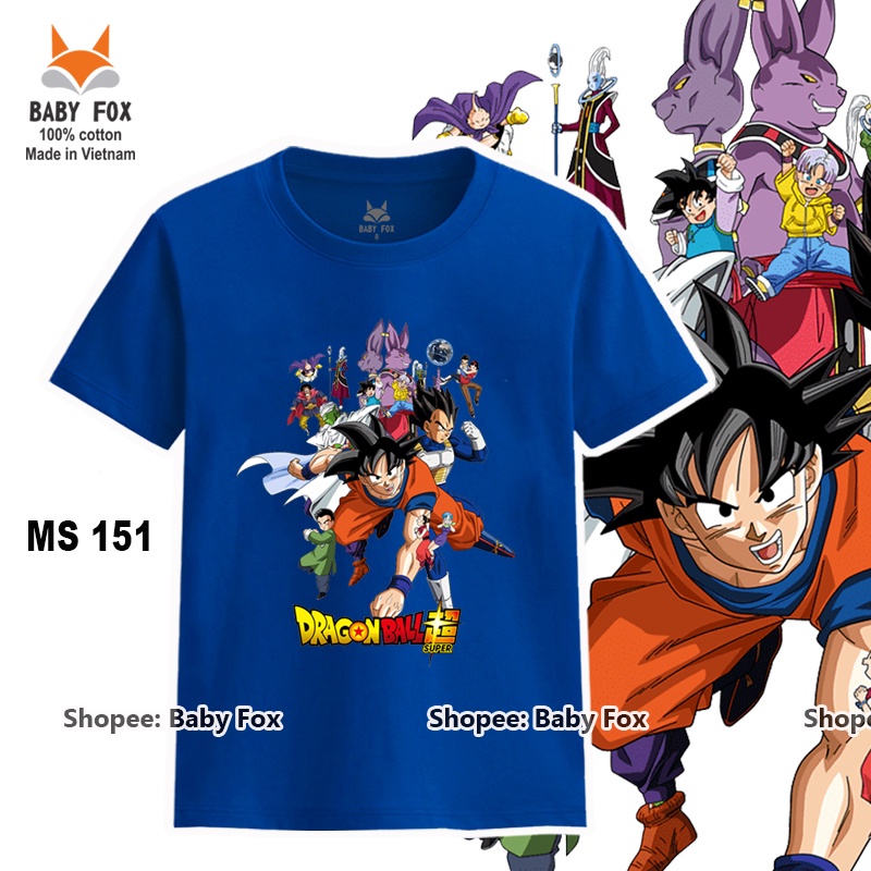 Áo thun bé trai 100% cotton loại tốt, thương hiệu BABY FOX, hình Dragon Ball, Songoku size 10-55kg  k