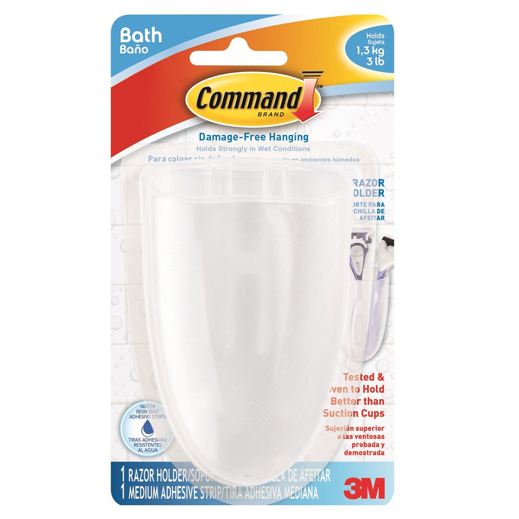 Móc treo đồ dán tường cường lực siêu dính có học đựng đồ 1.3kg Command 3M Bath16