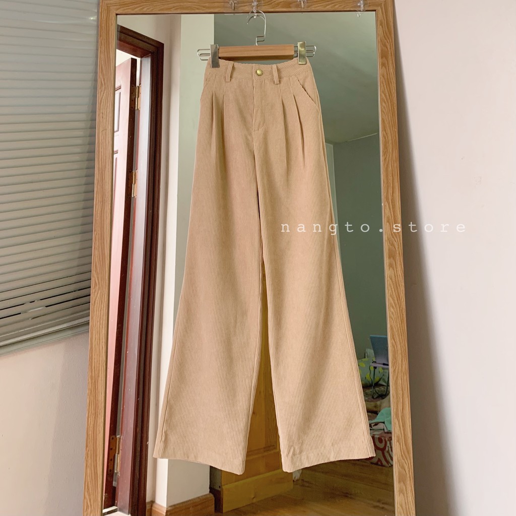 💗 Quần Suông Nhung Gân Form Culottes (Cúc Sắt Cá Tính) 💗 | BigBuy360 - bigbuy360.vn