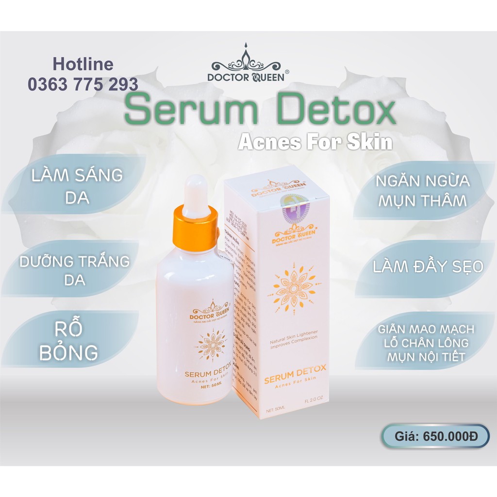 SERUM DETOX MỤN DOCTOR QUEEN - (Ngừa tất cả các loại mụn,thâm,..đào thải phục hồi tái tạo da,da yếu, giãn mao mạch,...)