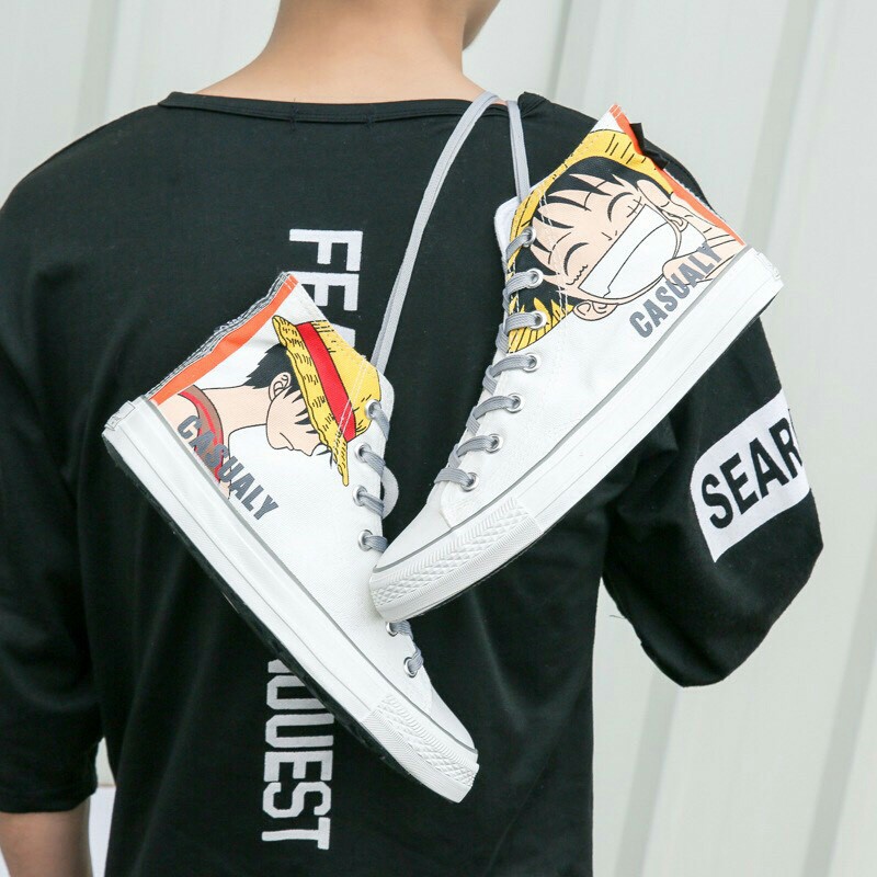 Giày Ulzzang dáng Converse hình anime one piece siêu ngầu