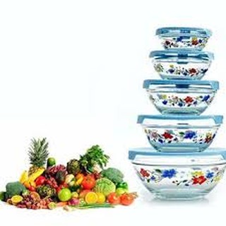 Bộ bát thủy tinh trơn và hoa