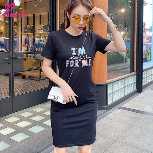 Đầm thun nữ dáng ôm in họa tiết chữ I'M FOR ME - THỎ TÂY | BigBuy360 - bigbuy360.vn