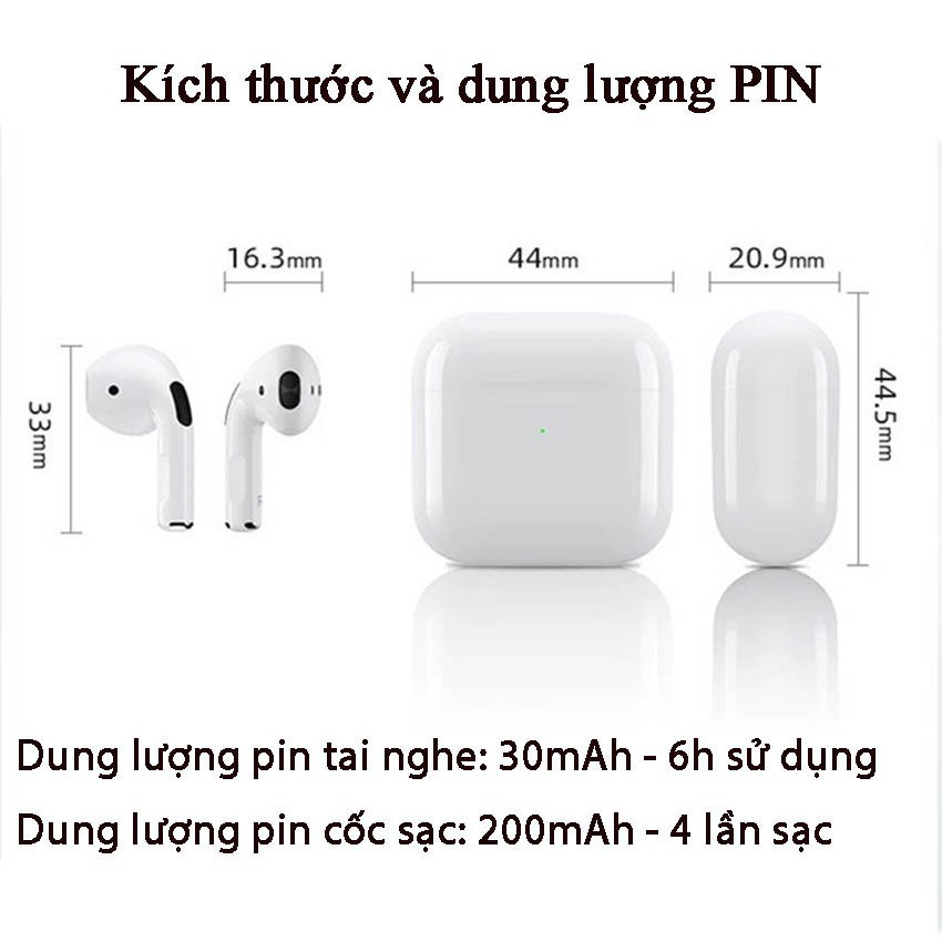 BẢO HÀNH 1 NĂM Tai nghe bluetooth không dây mini Pro4 5.0, đổi tên, pop up, mẫu mới bass siêu trầm