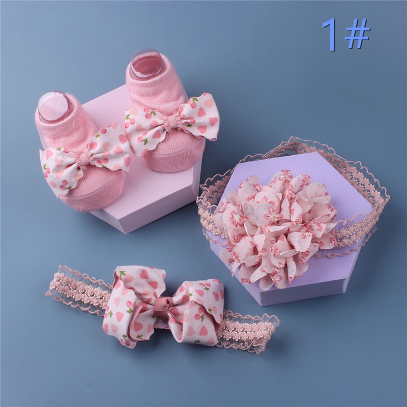 Set 3 Băng Đô Nơ + Vớ Xinh Xắn Dành Cho Bé Gái