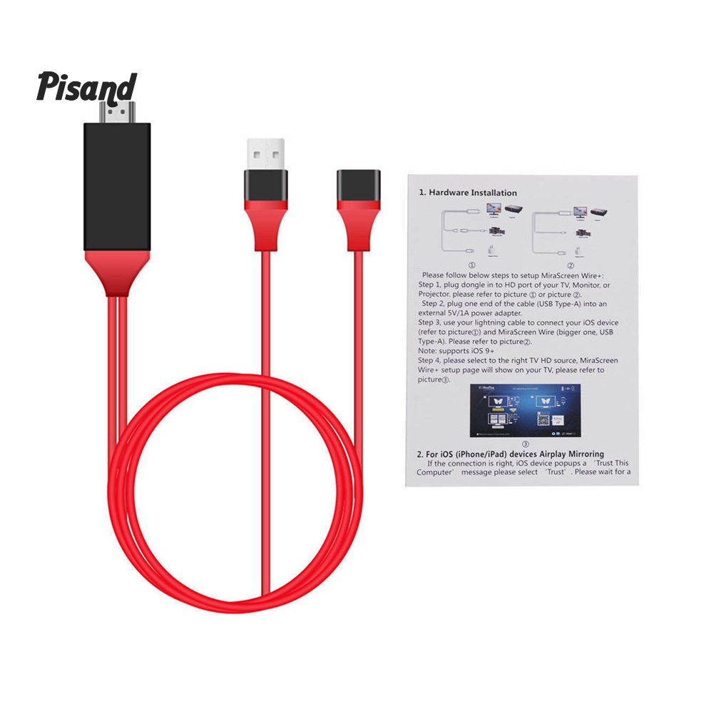 pu USB to HDMI-compatible Adapter Mirror HD 1080P OTG MHL Charger Cable for iPhone