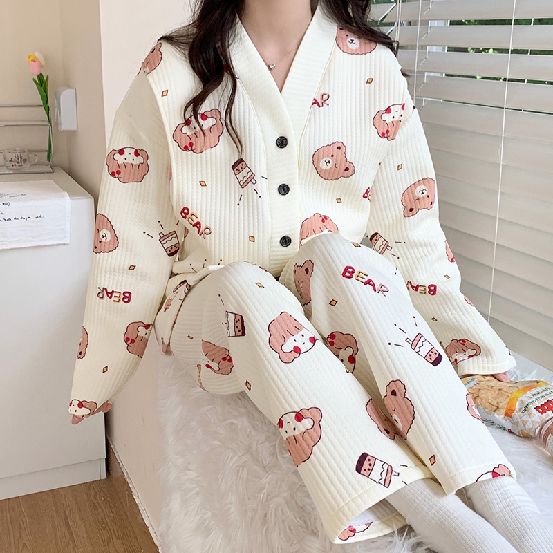 Bộ Đồ Ngủ Dày Dặn Giữ Ấm Có Thể Điều Chỉnh Cho Mẹ Bầu