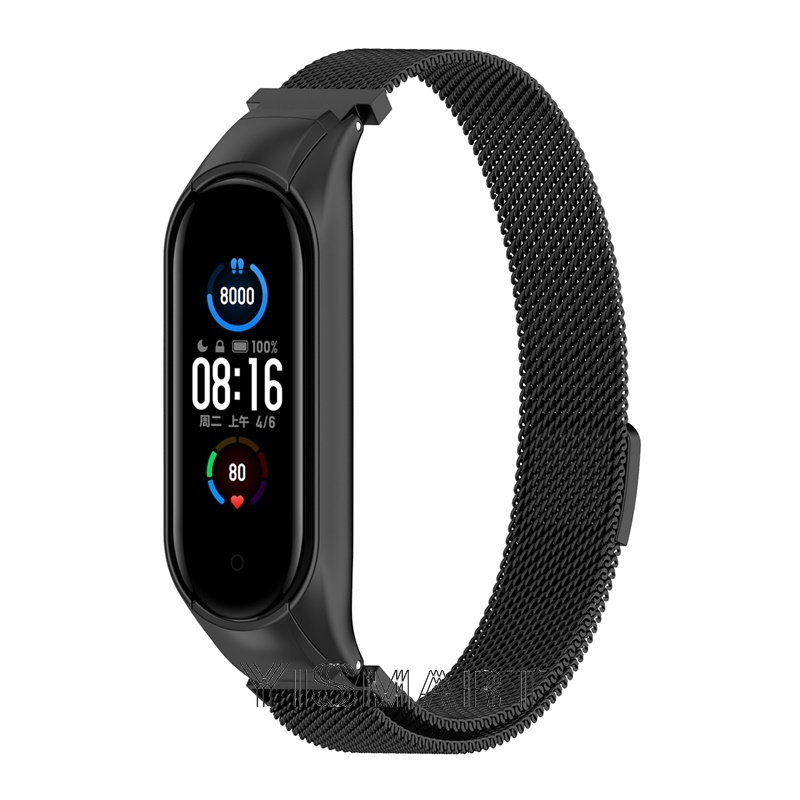 Dây đeo thép không gỉ milanese cho đồng hồ thông minh Xiaomi Mi Band 5 6 Miband 5 6