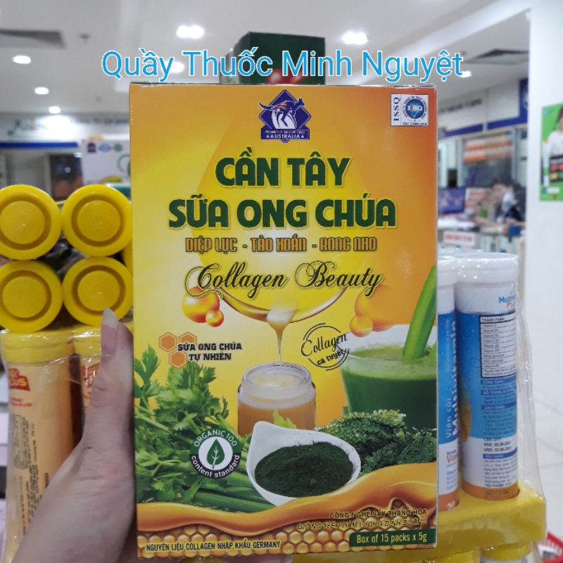 Cần tây sữa ong chúa collagen là đẹp da , hỗ trợ giảm cân , chống béo phì hộp 15 gói