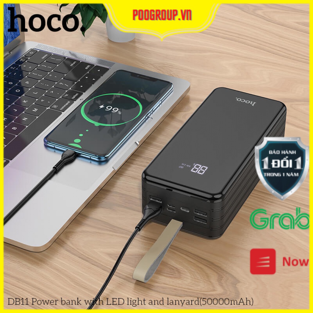 Pin Sạc dự phòng Chính Hãng Hoco DB11 50000mAh Cực Khủng Có Màn Hình và Đèn Pin Poggroup