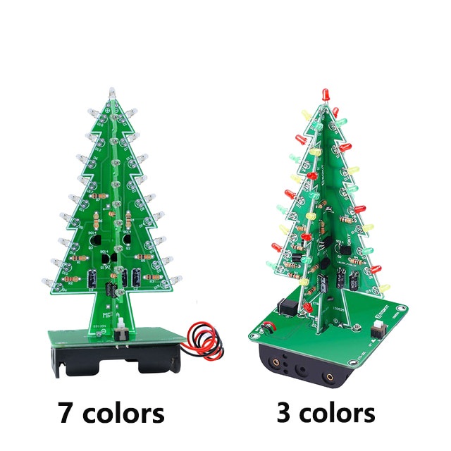 Bộ Đèn LED Hình Cây Thông Giáng Sinh 3D Màu Đỏ/Xanh Lá/Vàng