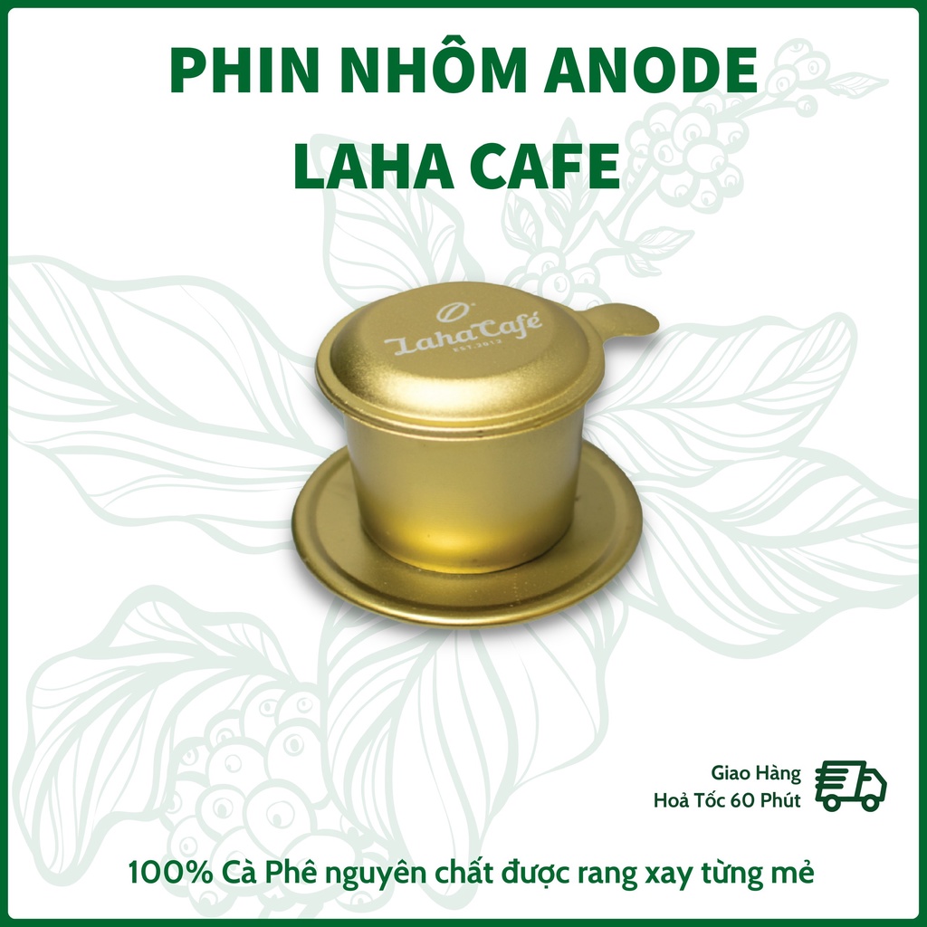 Phin pha cà phê Laha, phin nhôm Anode cao cấp, màu vàng sang trọng từ Laha Cafe