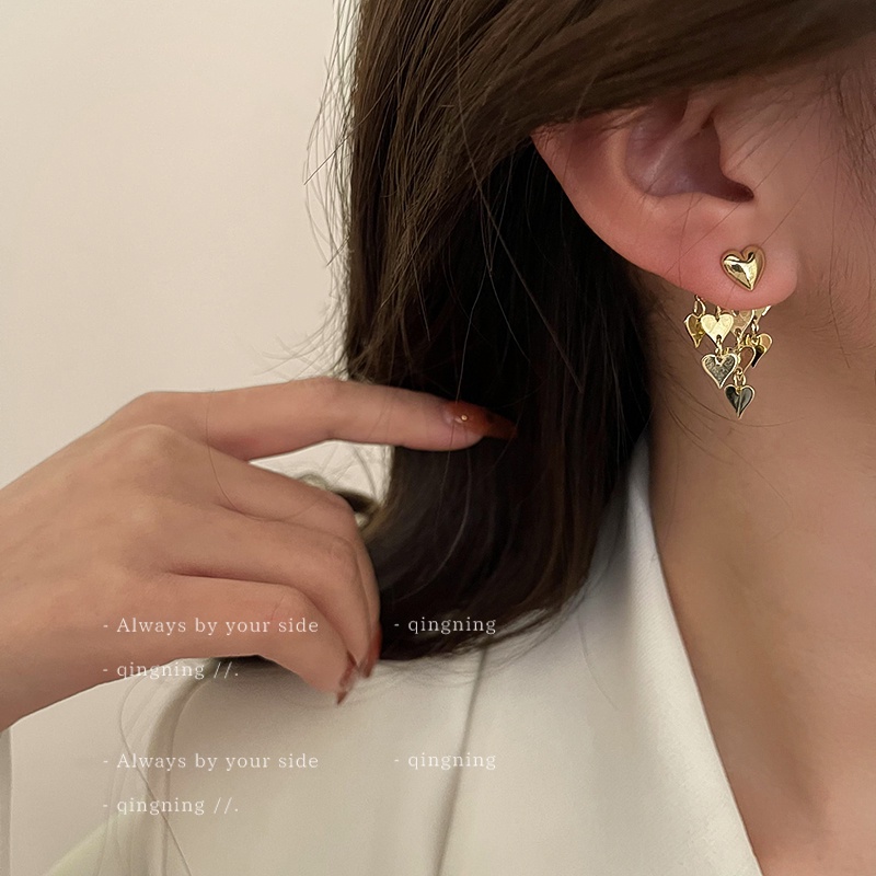 DREJEW Bông Tai Mạ Vàng 925 Hình Trái Tim Phong Cách Hàn Quốc Ngọt Ngào Thời Trang Mùa Hè Mới Cho Nữ