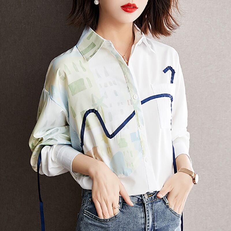 ZHELIHANGFEI Áo Sơ Mi Tay Dài Form Rộng Kiểu Dáng Đơn Giản Hợp Thời Trang Dễ Phối Đồ