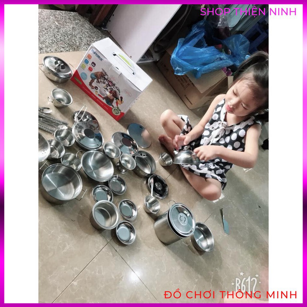 BỘ ĐỒ CHƠI nấu ăn BẰNG INOX 40 MÓN CHO BÉ YÊU