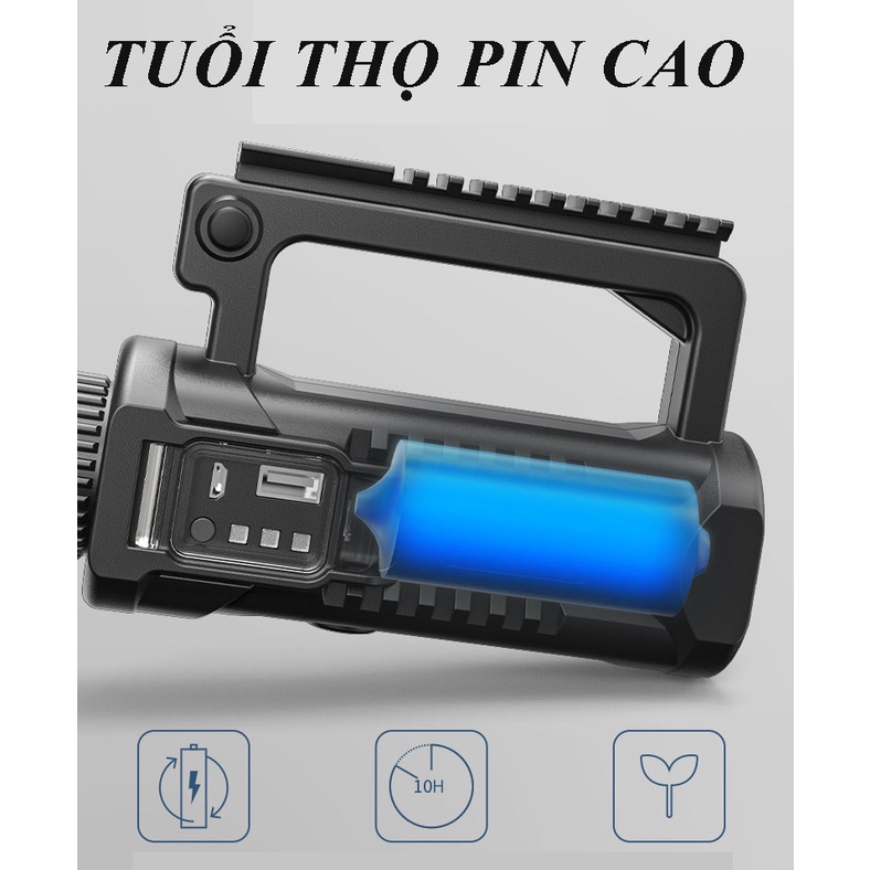 Đèn pin w591, w590 ,l832, Đèn pin sạc cầm tay siêu sáng, chiếu xa trên 500m, có chân đế chống nước, pin cực trâu