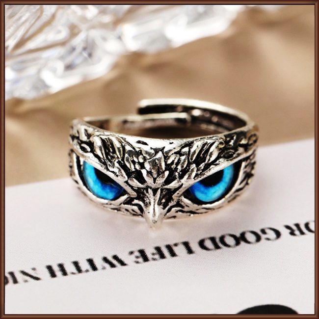 Nhẫn Hở Hình Cú Mắt Quỷ Phong Cách Vintage Thời Trang Cho Cặp Đôi