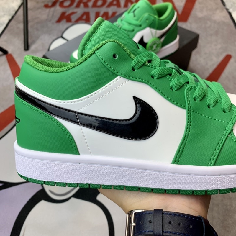 Giày thể thao cổ thấp sneaker jordan 1 low pine green hàng SC da bóng