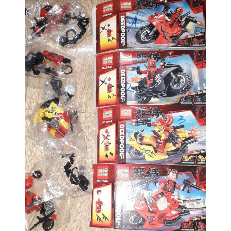 Lắp ráp 1 hộp Lego_Deedpool 6944 có nhiều chi tiết bằng nhựa rất đẹp