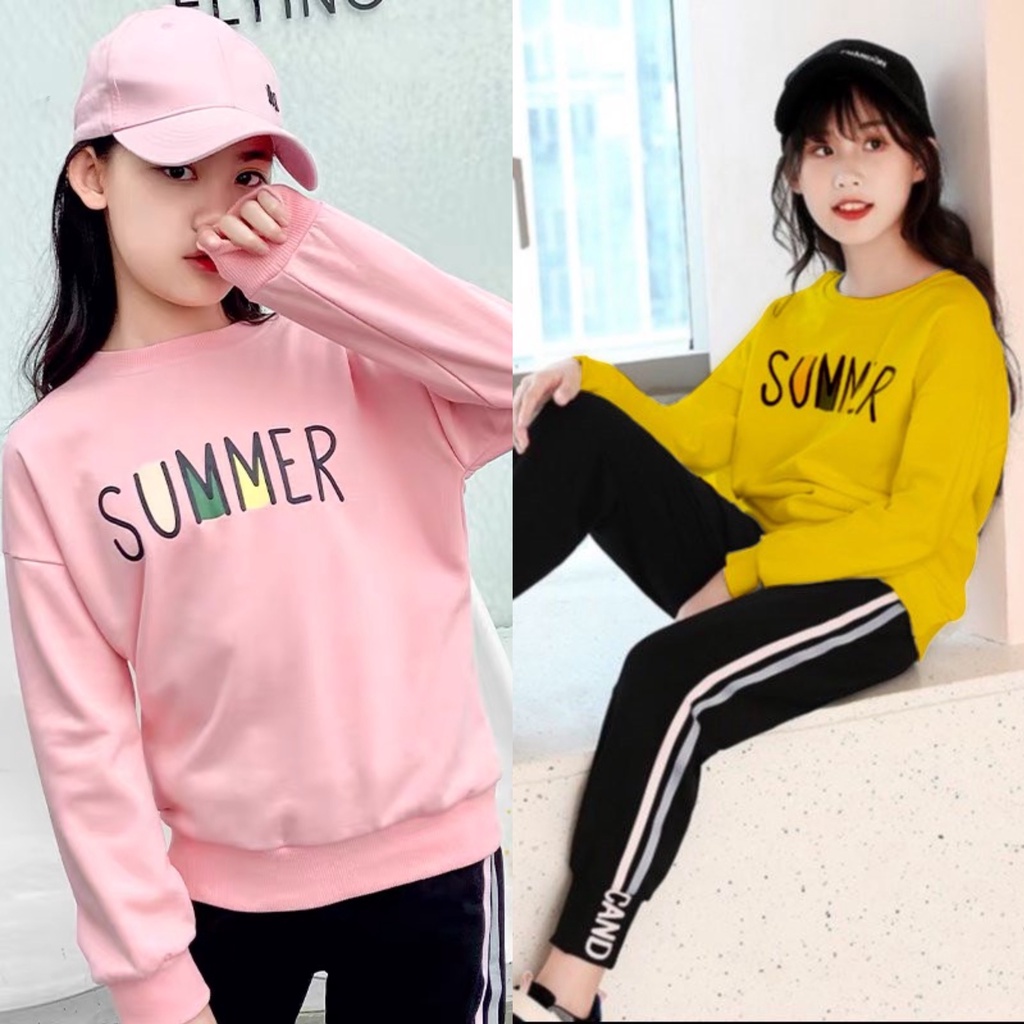 Set bộ quần áo nỉ thu đông &quot;SUMNER&quot; 13-45kg cho bé gái 4-14 tuổi. Vải da cá dày dặn. G34