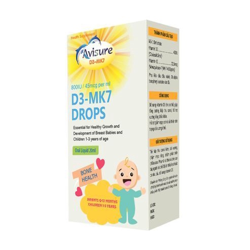 Avisure D3 - MK7 Drops nhỏ giọt cho trẻ sơ sinh - giúp bổ sung vitamin D2 K3- Làm tăng cường hấp thu canxi