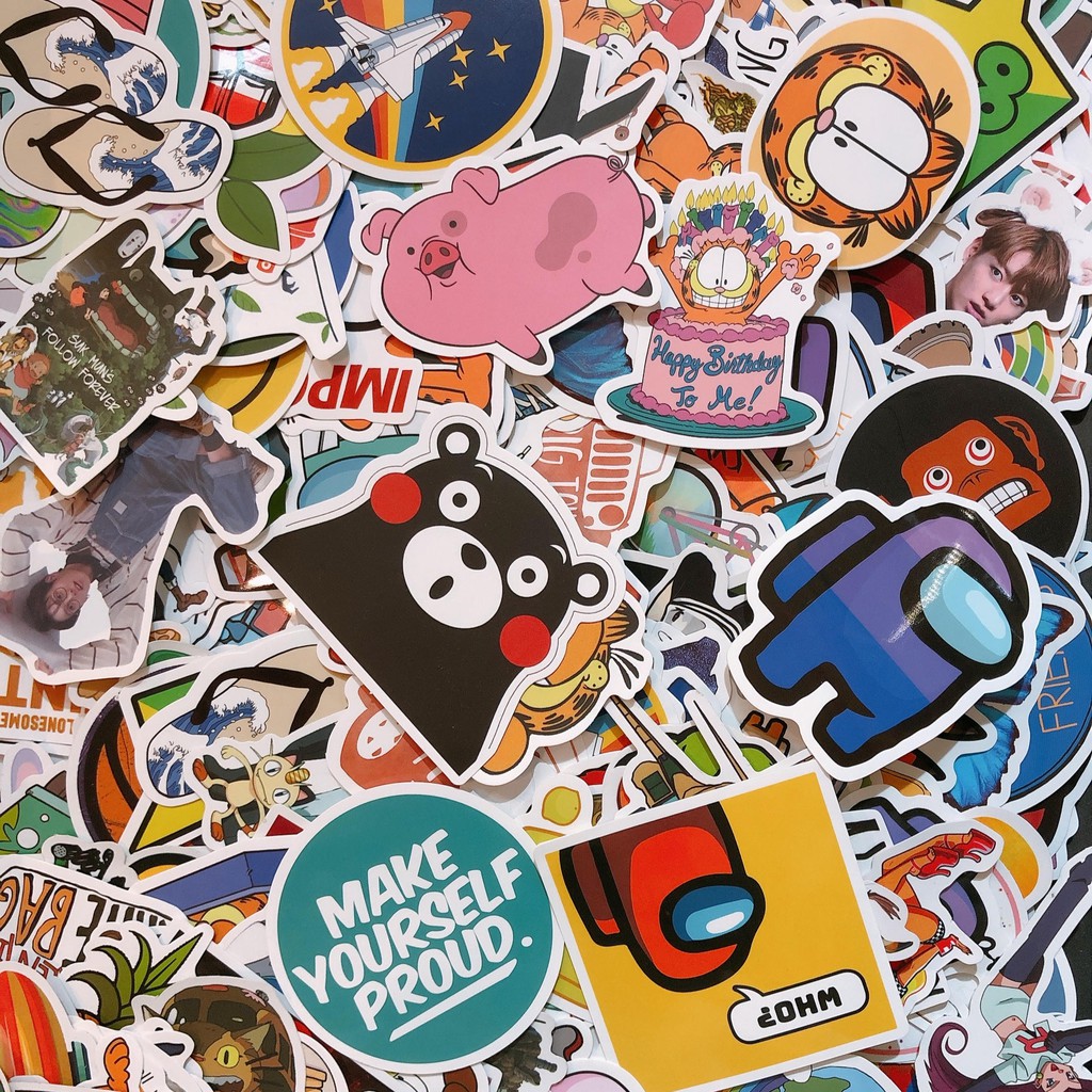 Sticker bản to chống nước dán vali, laptop, guitar, máy tính, đồ dùng - tiemcuaan