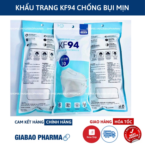 Set 10 Chiếc Khẩu trang 4 Lớp KF94 Chống Bụi Mịn Và Kháng Khuẩn Hàng Cao Cấp