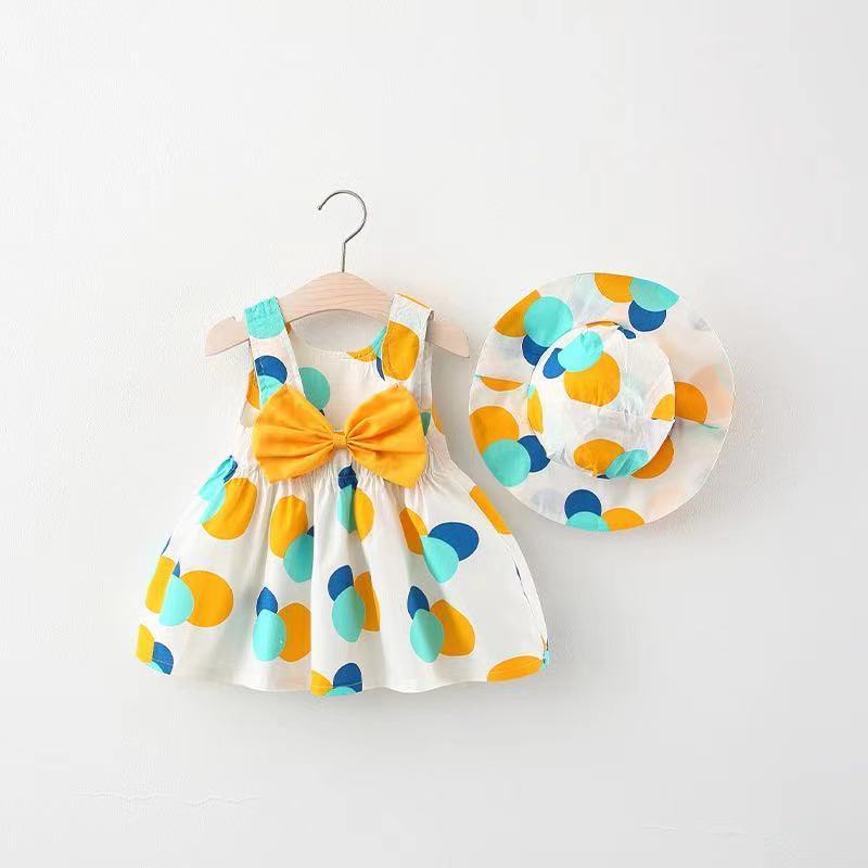 Set 2 Món Gồm Đầm Công Chúa In Họa Tiết Hoa + Mũ Thời Trang Mùa Hè Cho Bé Gái Sơ Sinh