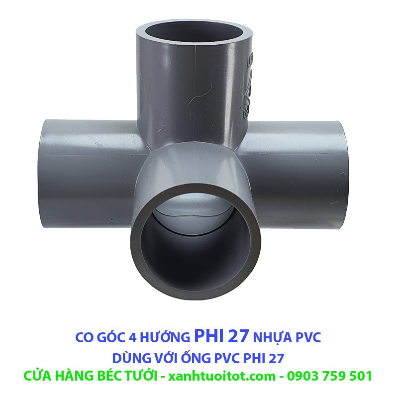 Bộ 10 CO GÓC 4 HƯỚNG PHI 27 NHỰA PVC - DÀY 3 MM