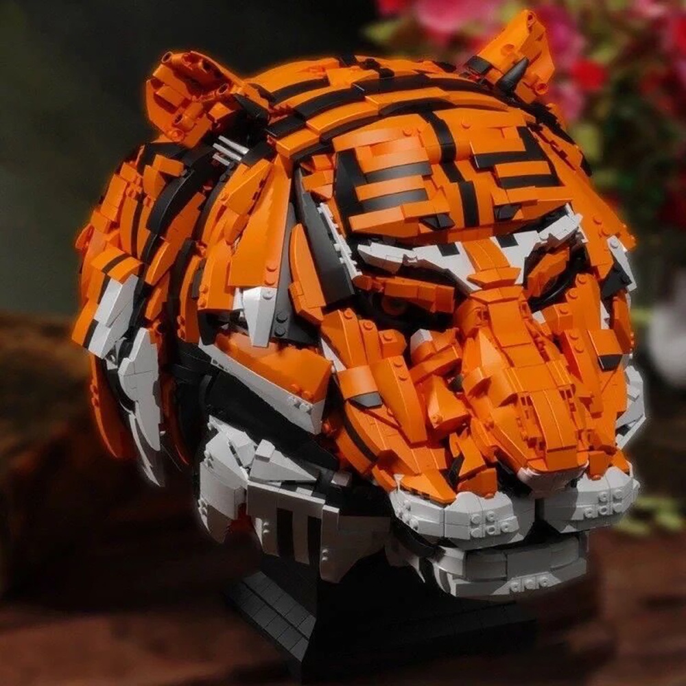 Đồ chơi Lắp ráp Mô hình đầu hổ Creative Moc Ideas Expert Zodiac Signs Tiger Head King of Beasts 103000  3000+PCS
