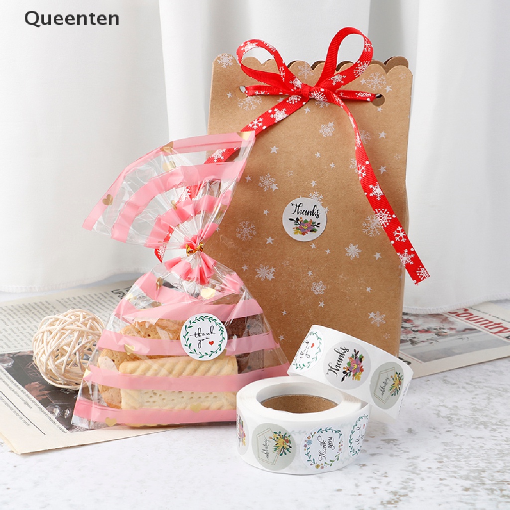 1 Cuộn 500 nhãn dán in chữ Thank You kèm hoa trang trí tiệc cưới