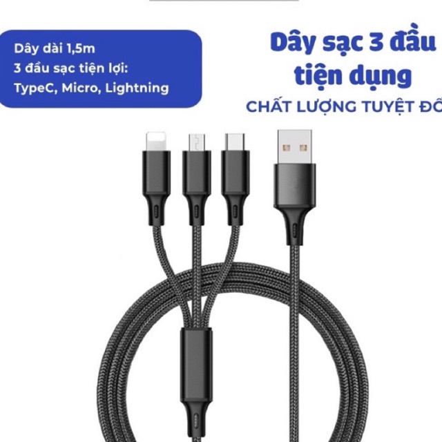 CÁP SẠC 3 ĐẦU ĐA CHỨC NĂNG