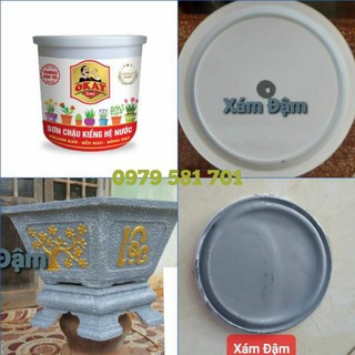 Sơn Chậu Kiểng Hệ Nước Màu Xám Đậm Lon 1kg & tặng cọ